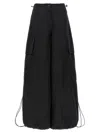 Palm Angels Wide-leg Nylon Parachute Pants With Adjustable Cuffs In Black