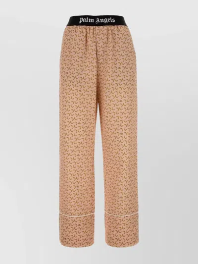 PALM ANGELS WIDE-LEG PANT IN PRINTED LINEN BLEND