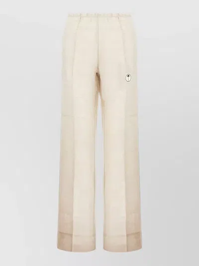 Palm Angels Wide Leg Pants Side Stripe Detail In White