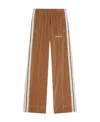 Palm Angels Wide-leg Velvet Track Pants In Brown