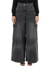 Palm Angels Bw Wide Denim Parachute In Grey