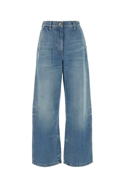 Palm Angels Wide-leg Denim Jeans In Blue