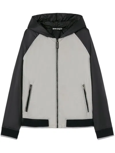 Palm Angels Curved Logo Windbreaker In 0910 Grey - Black