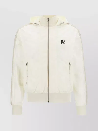 Palm Angels Windbreaker With Contrasting Fabric Inserts In White