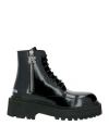 Palm Angels Ankle Leather Combat Boot In Black