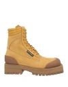 Palm Angels Brown Lace-up Suede Combat Boots In Beige