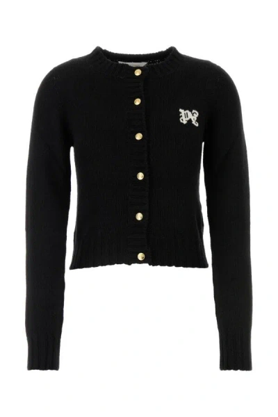 Palm Angels Woman Black Wool Blend Cardigan