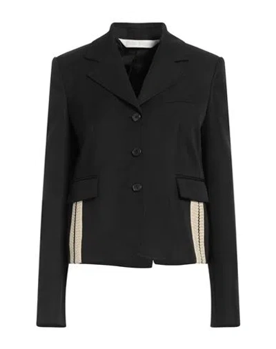 PALM ANGELS PALM ANGELS WOMAN BLAZER BLACK SIZE 8 POLYESTER, VIRGIN WOOL