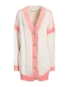 Palm Angels White And Pink Cardigan With Print In White