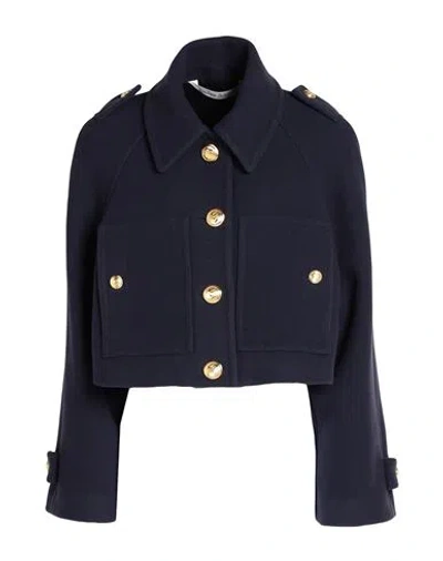 Palm Angels Woman Coat Midnight Blue Size 4 Virgin Wool, Polyamide