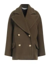 Palm Angels Palm-embroidery Double-breasted Coat In Green