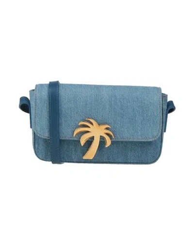 Palm Angels Woman Cross-body Bag Blue Size - Cotton, Calfskin
