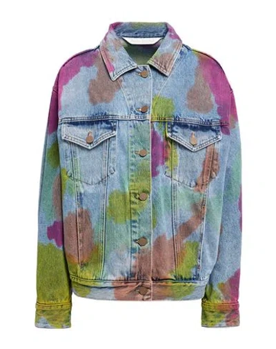 Palm Angels Woman Denim Outerwear Blue Size Xs Cotton, Leather