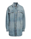 Palm Angels Woman Denim Shirt Blue Size S Cotton In Blue