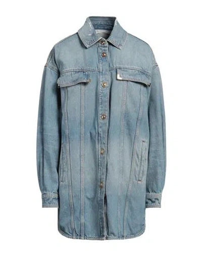 Palm Angels Woman Denim Shirt Blue Size S Cotton