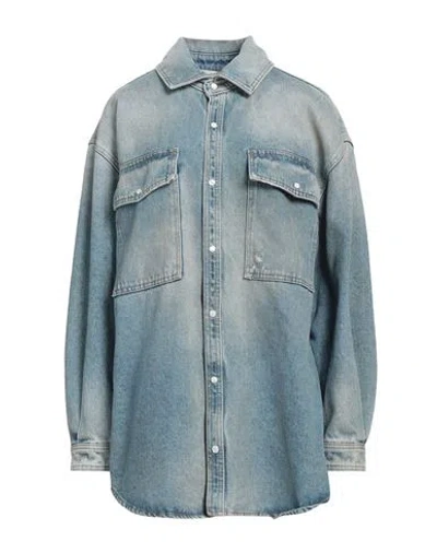 Palm Angels Woman Denim Shirt Blue Size S Cotton, Polyester