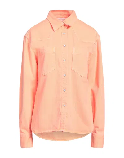 Palm Angels Denim Shirts In Orange