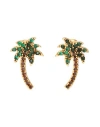 Palm Angels Palm Shaped Earrings Embellished With Rhinestones In Green