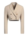 Palm Angels Woman Jacket Beige Size 6 Polyester, Cotton In Beige