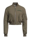 Palm Angels Woman Jacket Military Green Size L Cotton, Polyamide In Green