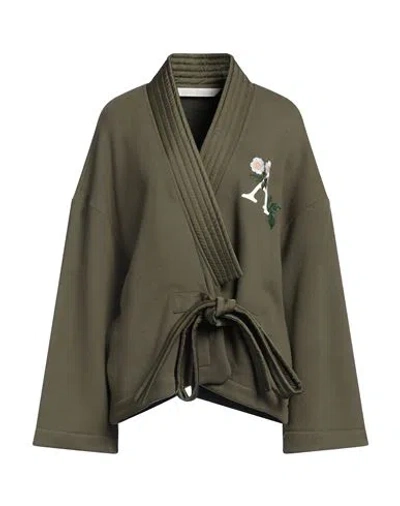 Palm Angels Woman Jacket Military Green Size L Cotton, Polyamide, Polyester