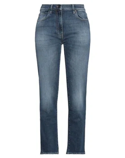 Palm Angels Woman Jeans Blue Size 25 Cotton, Elastane, Leather
