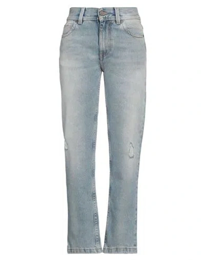 Palm Angels Woman Jeans Blue Size 26 Cotton, Leather