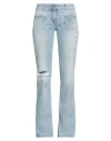 Palm Angels Woman Jeans Blue Size 30 Cotton, Leather In Blue