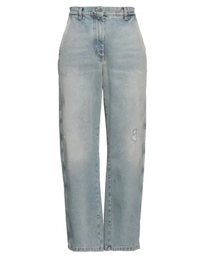 Palm Angels Woman Jeans Blue Size 29 Cotton, Leather