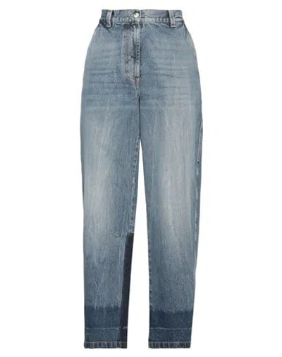 Palm Angels Woman Jeans Blue Size 30 Cotton, Leather