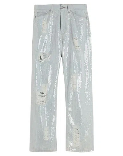 Palm Angels Woman Jeans Blue Size 32 Cotton, Leather, Polyester