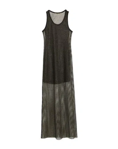 Palm Angels Woman Maxi Dress Black Size 8 Linen, Polyester, Metallic Fiber, Elastane