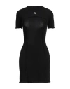 Palm Angels Monogram Ribbed Dress With Frayed Edges In Black