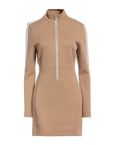 Palm Angels Woman Mini Dress Camel Size L Cotton, Polyester In Beige