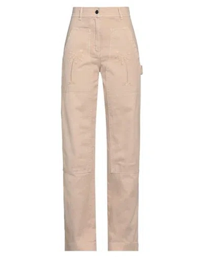 Palm Angels Woman Pants Beige Size 8 Cotton, Polyester