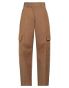 Palm Angels Woman Pants Camel Size 10 Cotton, Polyester In Beige