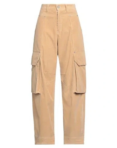 Palm Angels Woman Pants Camel Size 14 Cotton In Beige