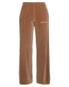 Palm Angels Velvet Trousers With Contrasting Color Stripe In Beige