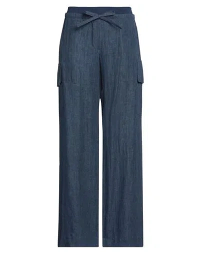 Palm Angels Woman Pants Slate Blue Size 4 Linen, Cotton, Elastane