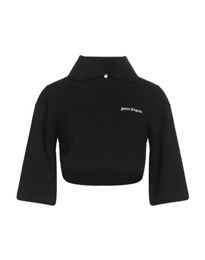 PALM ANGELS PALM ANGELS WOMAN POLO SHIRT BLACK SIZE L COTTON