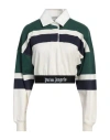 Palm Angels Cropped Rugby Long Sleeved Polo With Logoed Band In Multi
