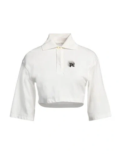 Palm Angels Woman Polo Shirt White Size L Cotton, Polyester