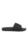 Palm Angels Rubberised Monogram Flat Slides In Black