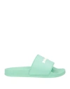 Palm Angels Logo-embossed Flat Slides In Green