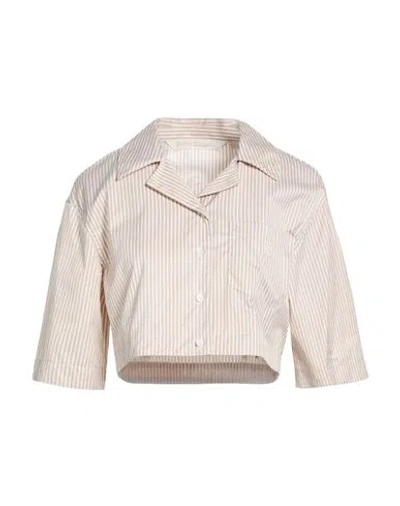 Palm Angels Woman Shirt Beige Size 8 Cotton, Brass In Brown