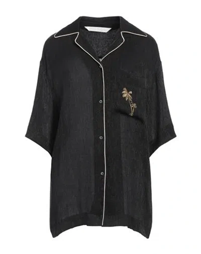 Palm Angels Woman Shirt Black Size 6 Viscose, Polyamide, Polyester