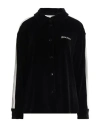 Palm Angels Logo-embroidered Velvet Track Shirt In Black