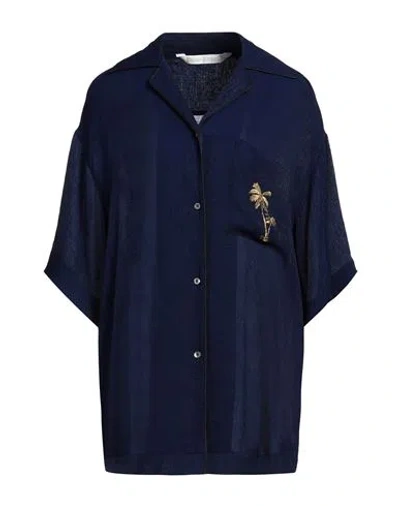 Palm Angels Woman Shirt Blue Size 4 Viscose, Polyamide, Polyester In Blue