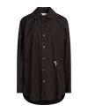 Palm Angels Woman Shirt Dark Brown Size 4 Cotton, Polyester