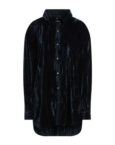 Palm Angels Woman Shirt Midnight Blue Size 8 Polyester In Black